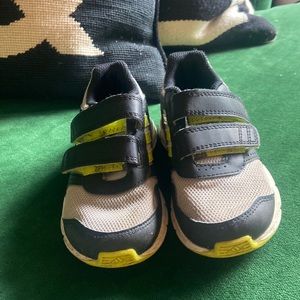 Adidas grey,black, fluorescent green velcro sneakers size 6.5 little kid